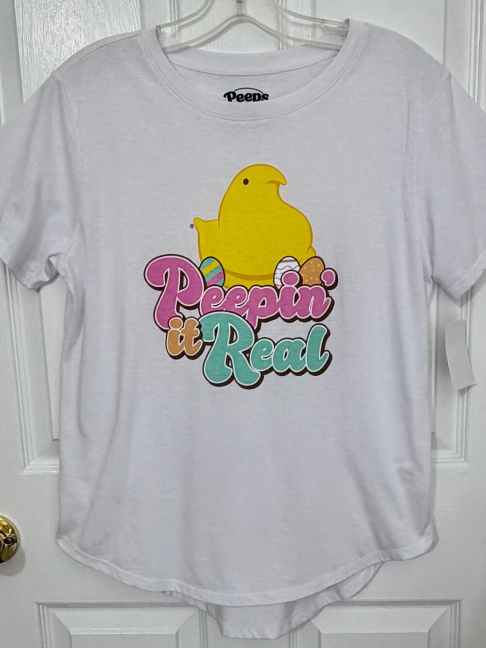 BRAND NEW PEEPS PEEPIN' IT REAL SHORT SLEEVE SHIRT TOP JUNIOR SIZE L 11-13 CUTE